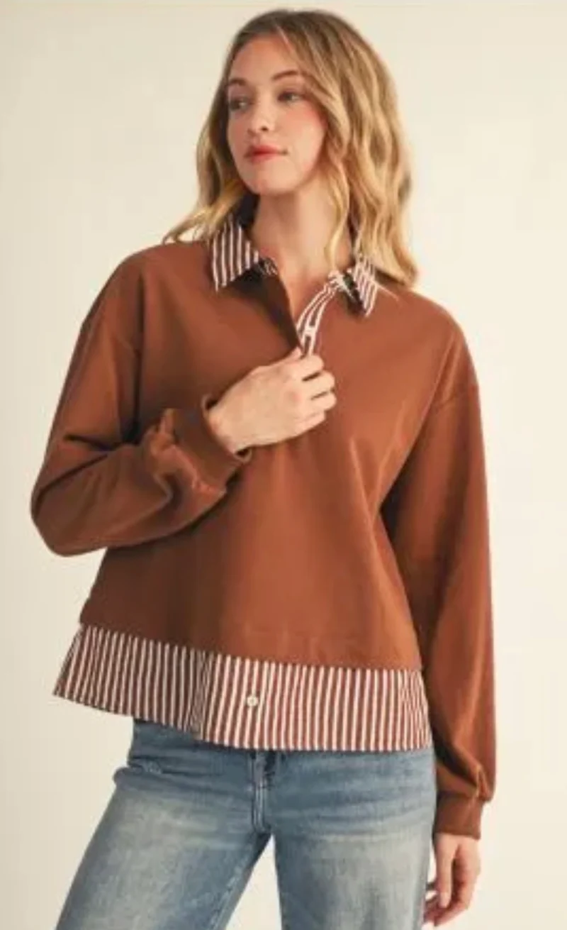 Brown Layered Look Top