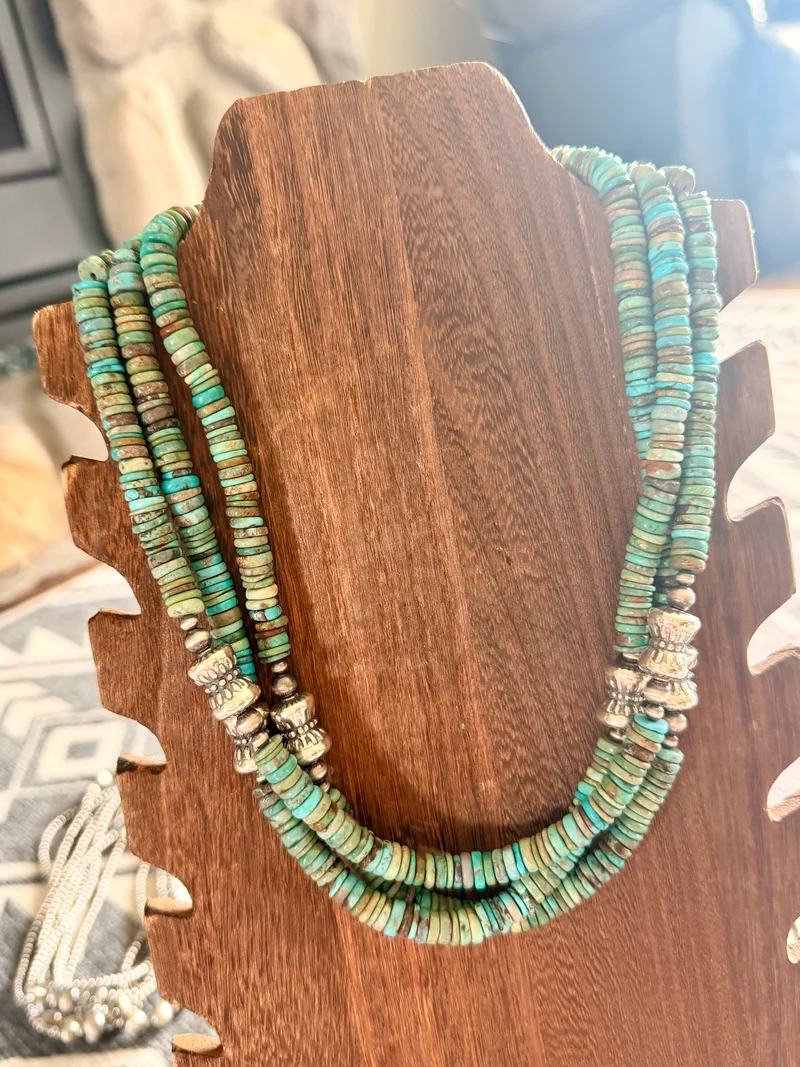 20” Turquoise / Sterling Barrel Pearl Necklace