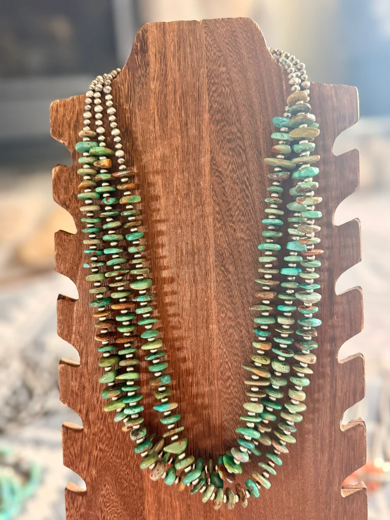 24” Turquoise & Sterling Pearls Necklace