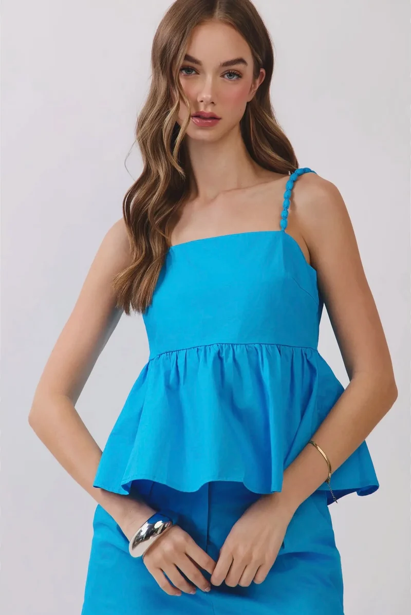Ocean Blue Peplum Tank