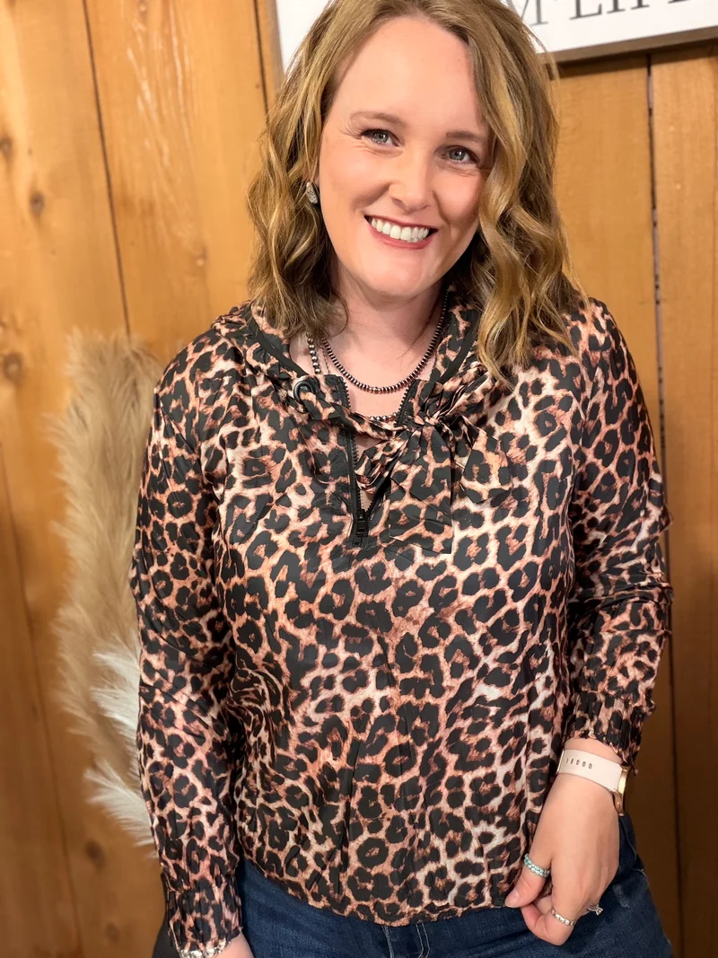 Leopard Hooded Windbreaker
