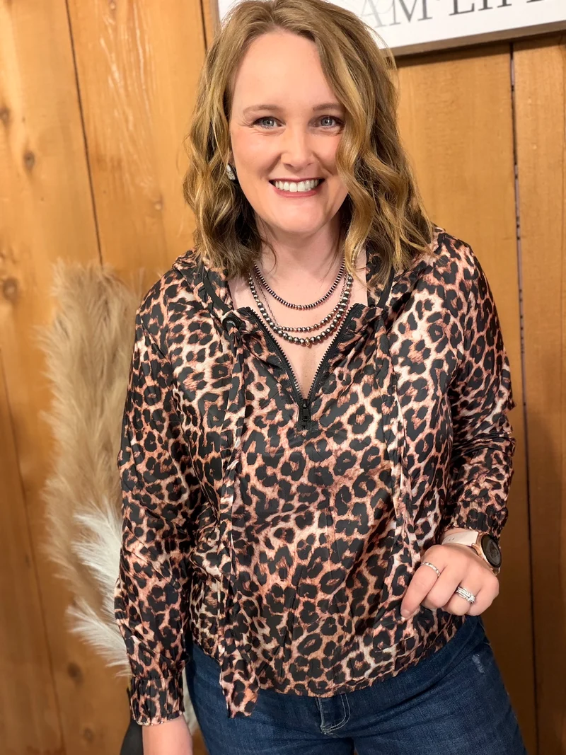 Leopard Hooded Windbreaker