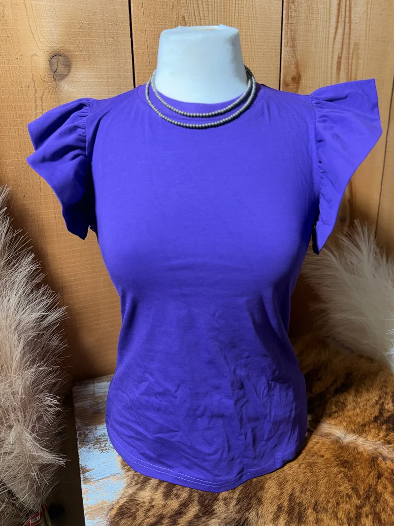 Purple Flutter Sleeve Top