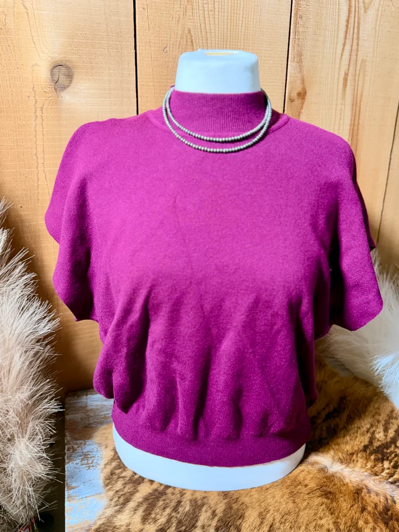 Magenta Mock Neck Sweater Top