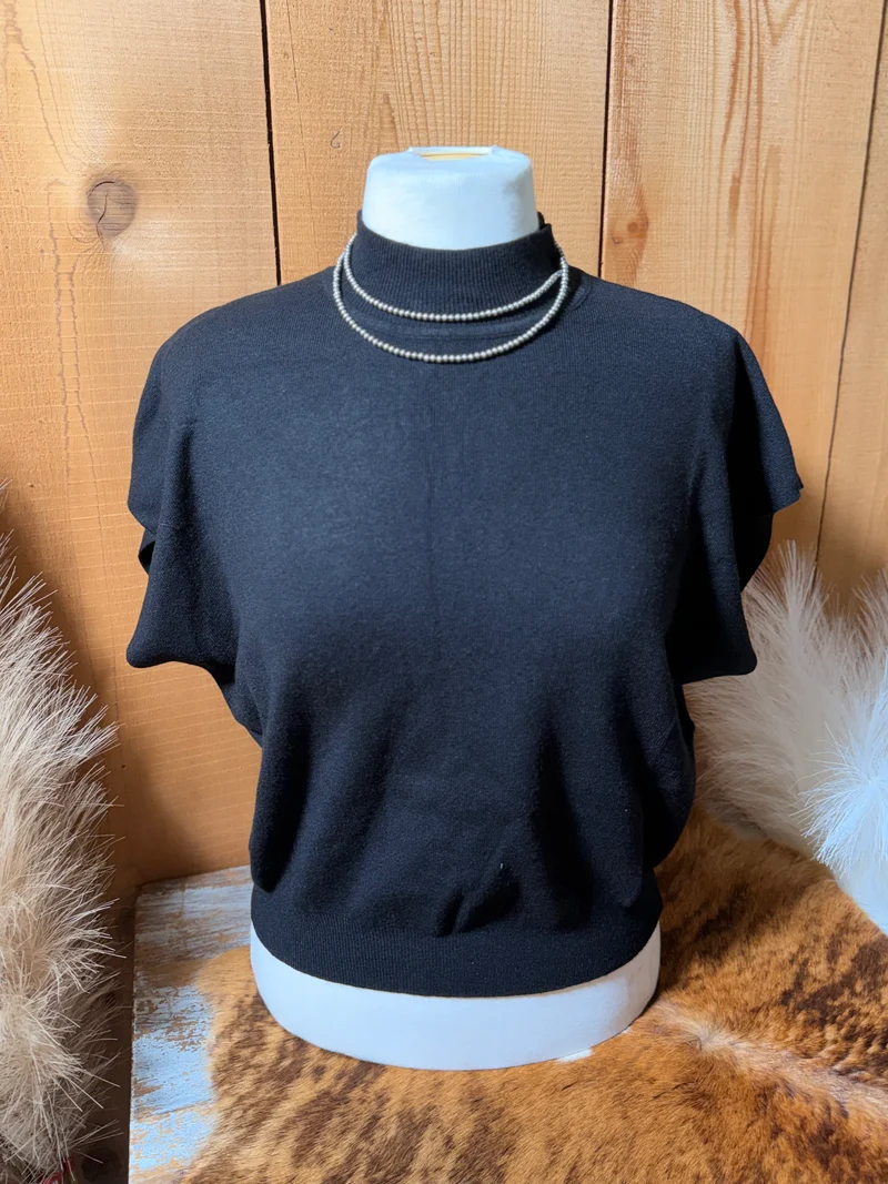 Black Mock Neck Sweater Top