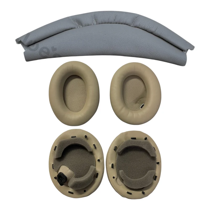 Sony WH-1000XM4 Replacement Headband Leather and Ear Pad Cushions Combo in Black, Blue and Tan