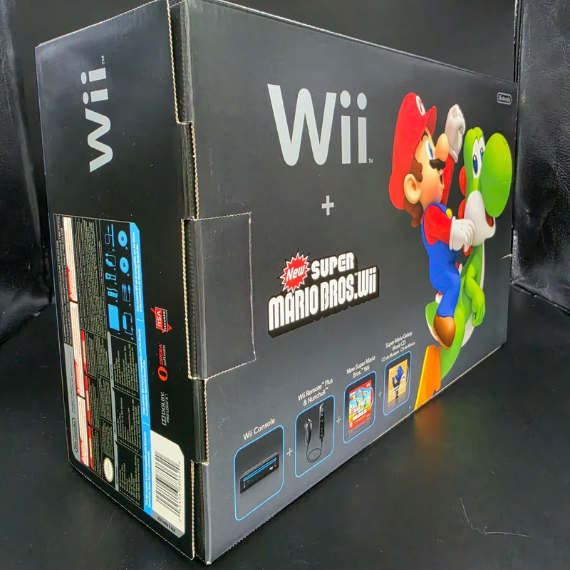 Nintendo Wii Black Console – New Super Mario Bros. Wii Bundle [Factory Sealed]