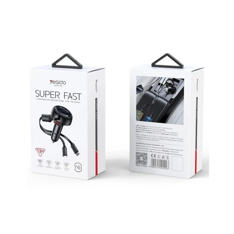 Yesido Y61 53W Fast Charging Car Charger