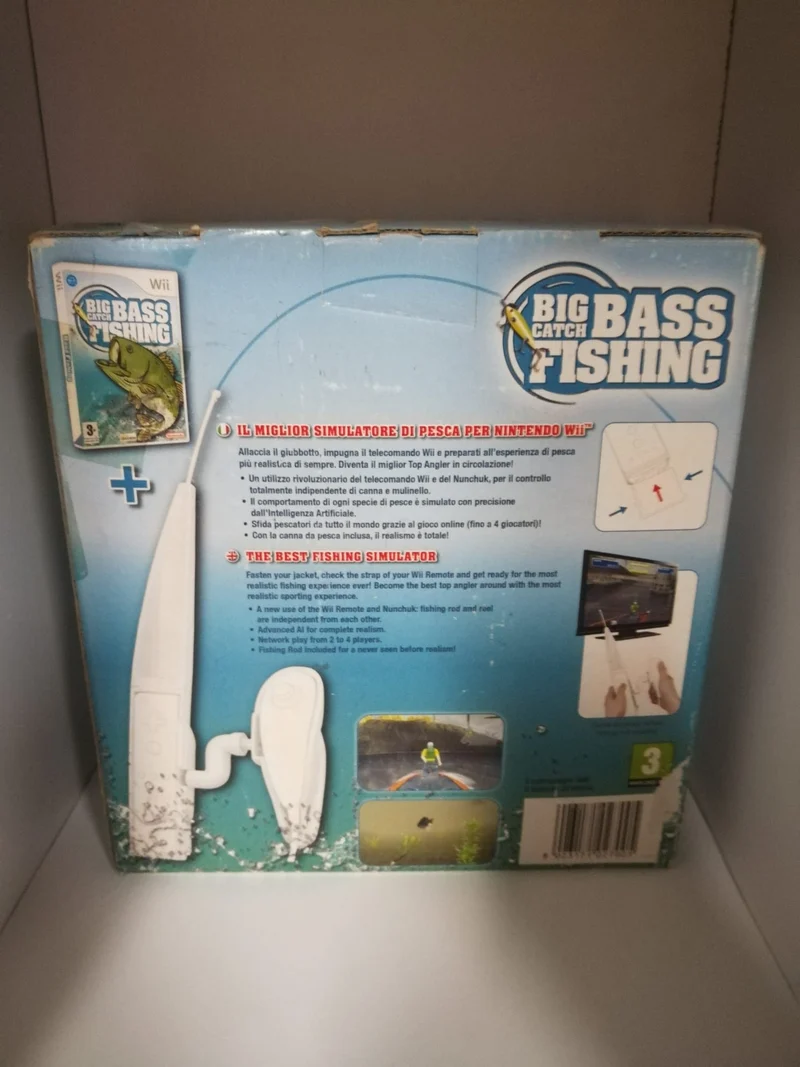 BIG CATCH BASS FISHING NINTENDO WII (versione italiana;inglese)(scatola rovinata dal sole era in vetrina)