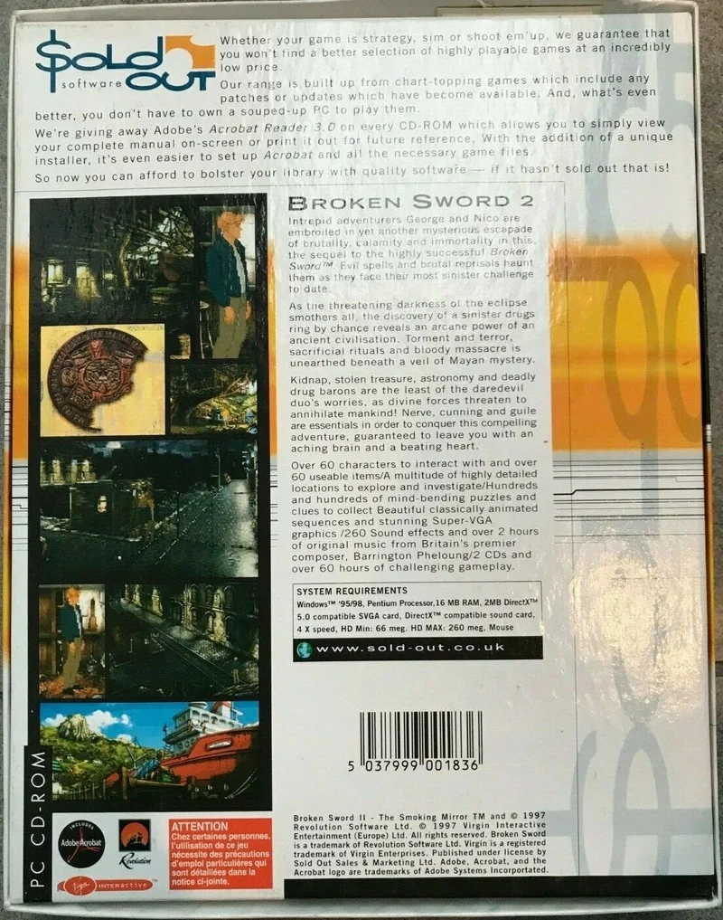 BROKEN SWORD 2 THE SMOKING MIRROR PC CD-ROM