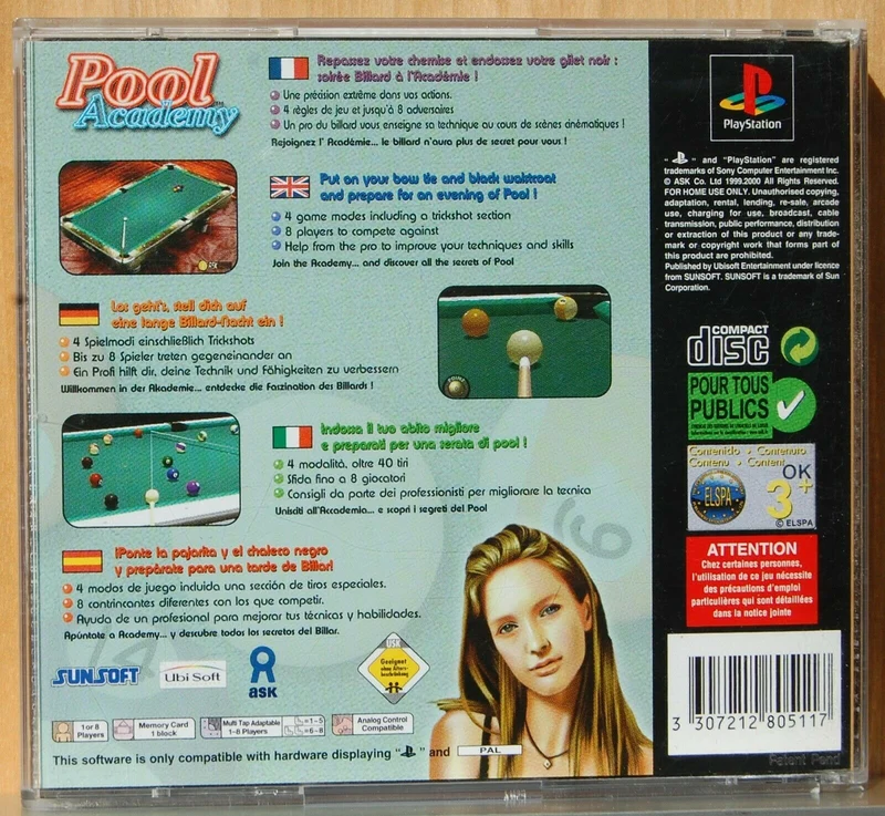 POOL ACADEMY PS1(versione europea)