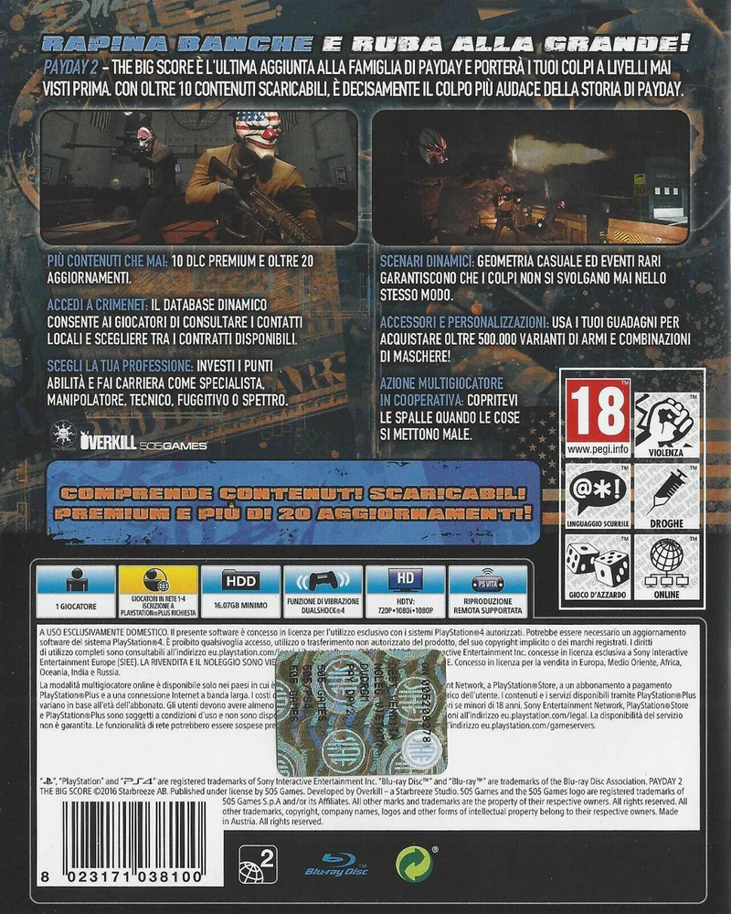 PAY DAY 2 THE BIG SCORE PS4 (versione italiana)