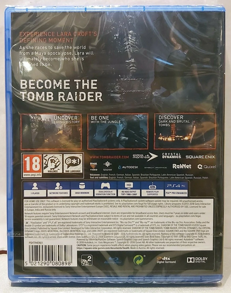 SHADOW OF THE TOMB RAIDER PS4 (versione inglese)