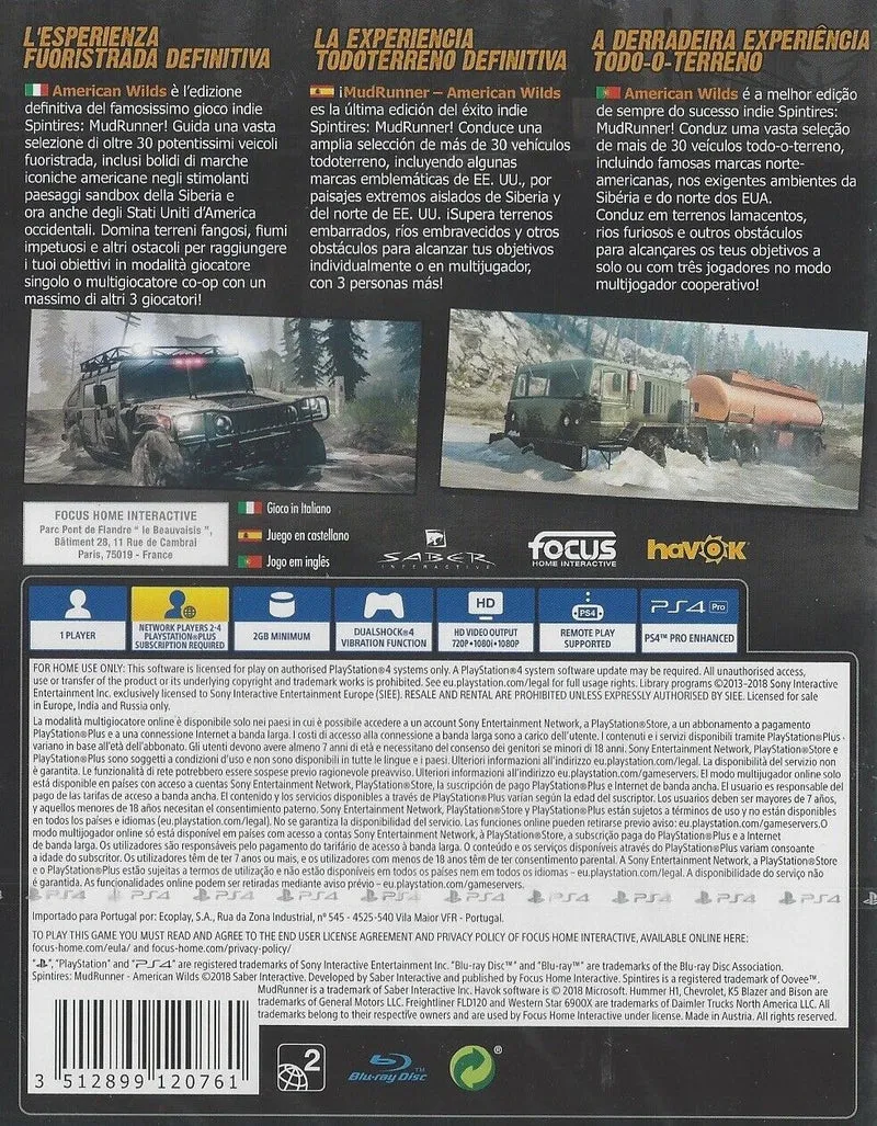 MUD RUNNER AMERICAN WILDS PS4 (versione italiana)
