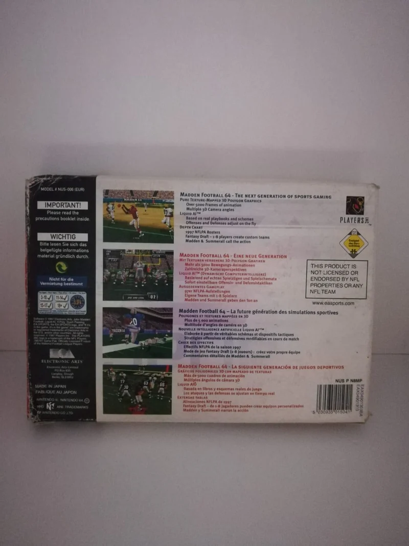 MADDEN FOOTBALL64 NINTENDO 64 (versione europea)