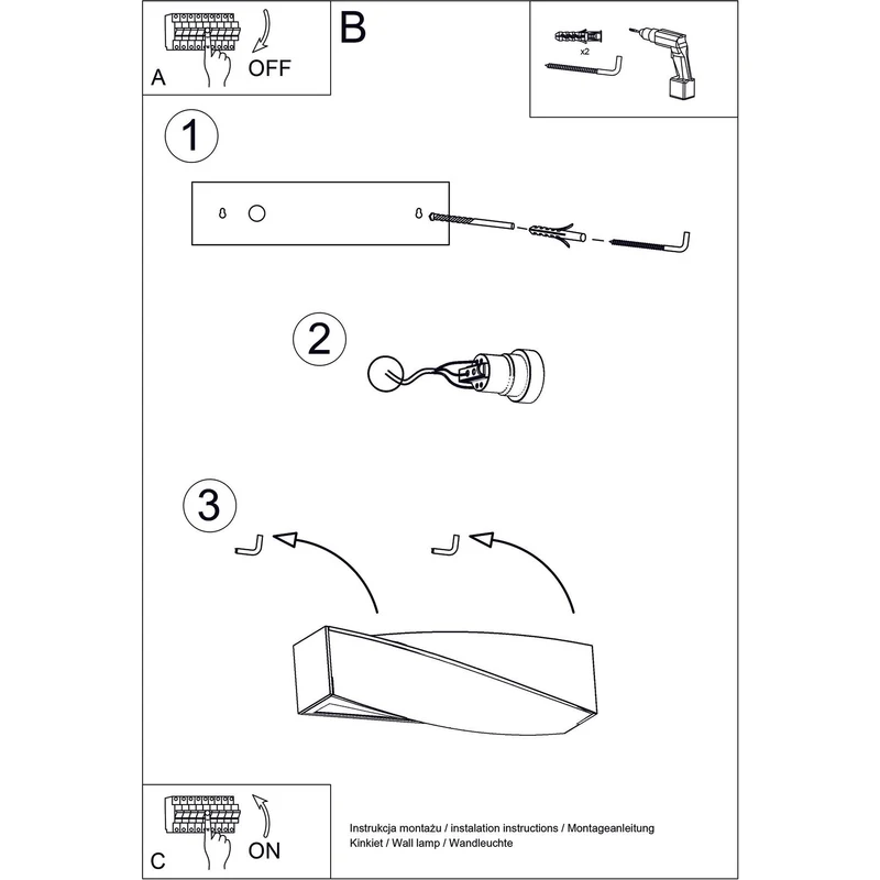 Luminaire wall lamp, Sollux SL.0229 Sigma Mini White, 60 W, E27