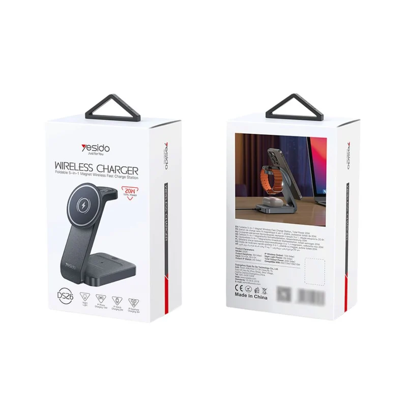 Yesido DS26 15W Wireless Fast Charging 3 in1 Desktop Stand