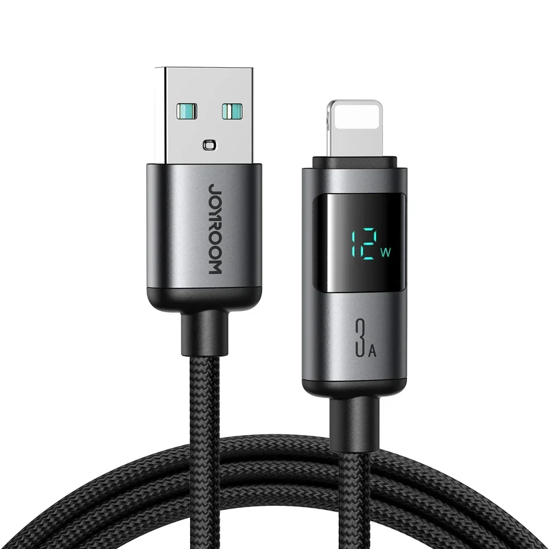 JOYROOM S-A16 Pro Prism Series 3A USB-A - Lightning Cable with Display 1.2m - Black