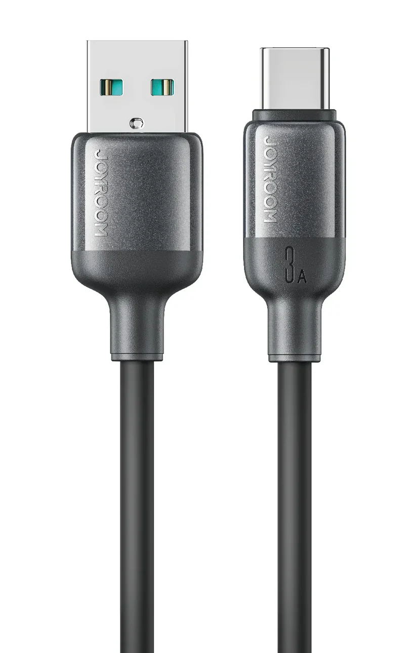 JOYROOM S-A62 1.2m USB-A to USB-C Cable 3A Fast Charging Liquid Silicone Data Cord for Phone Laptop - Black