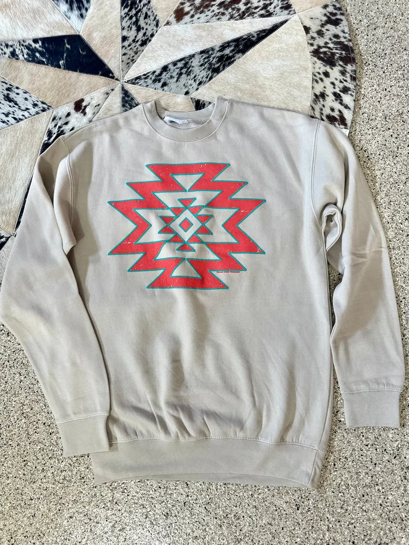Aztec Crewneck Sweatshirt - Stone