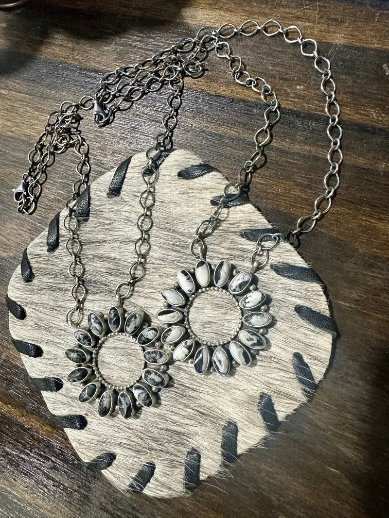 White Buffalo Circle Stone Necklace