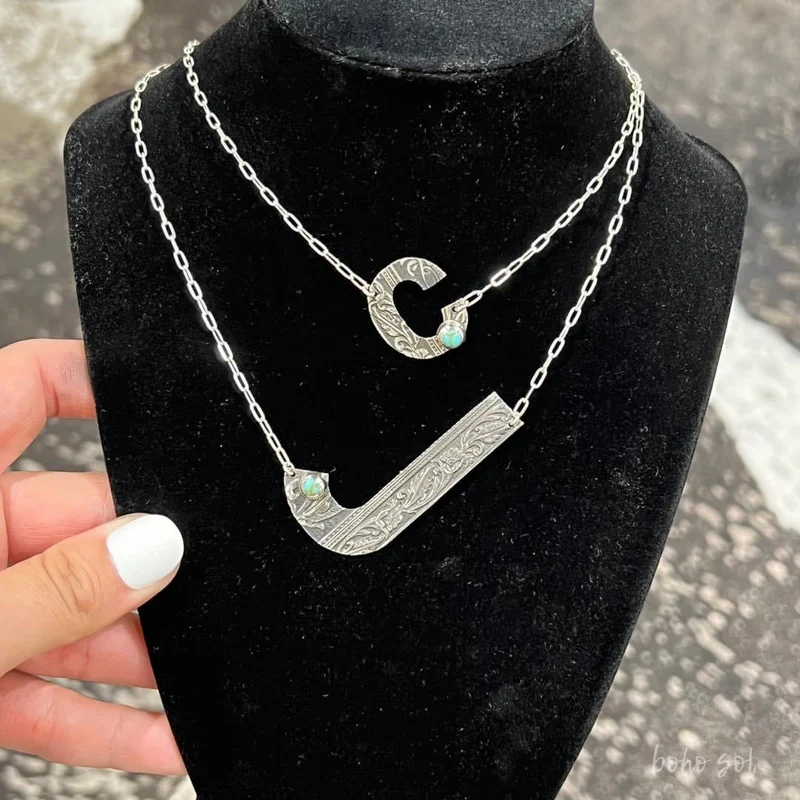 Turquoise Stone Initial Necklaces - Large Letter