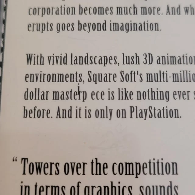 Final Fantasy 7 ( VII ): Misprint - Sony PlayStation 1 (PS1)