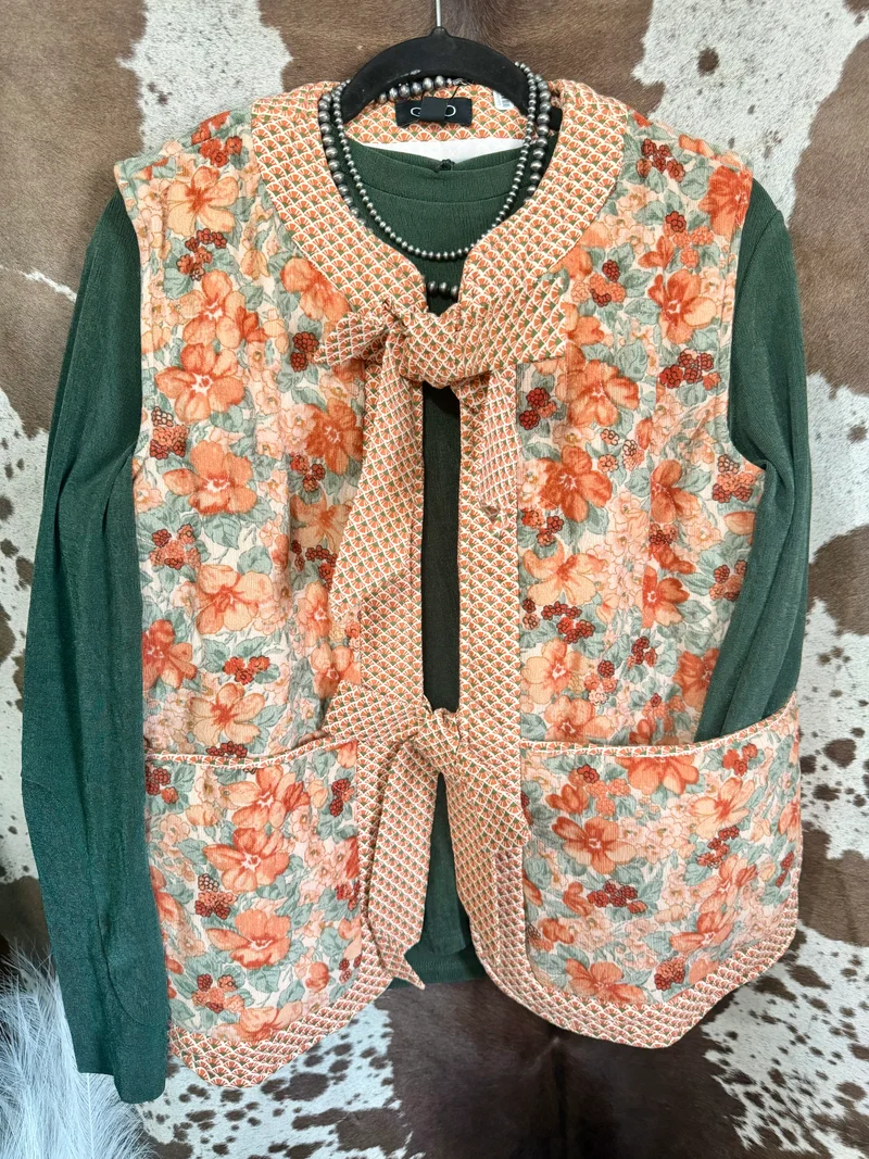 Quilted Floral Vest