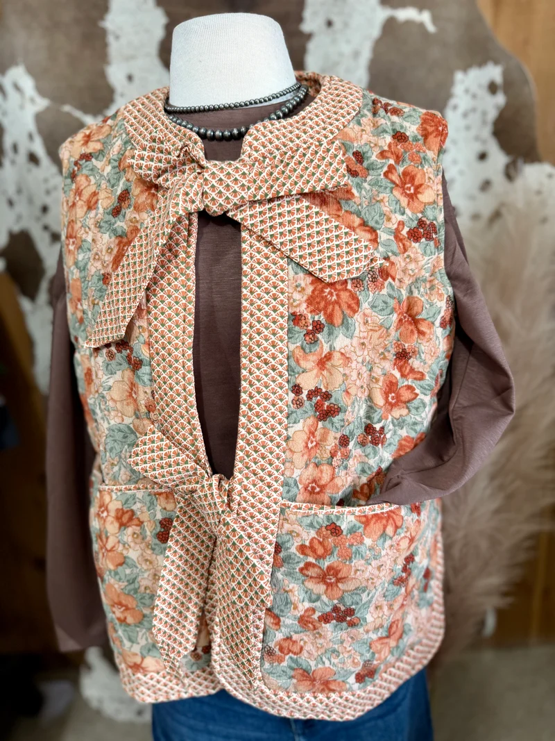 Quilted Floral Vest