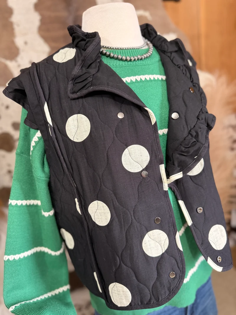 Black / Ivory Reversible Dot Vest
