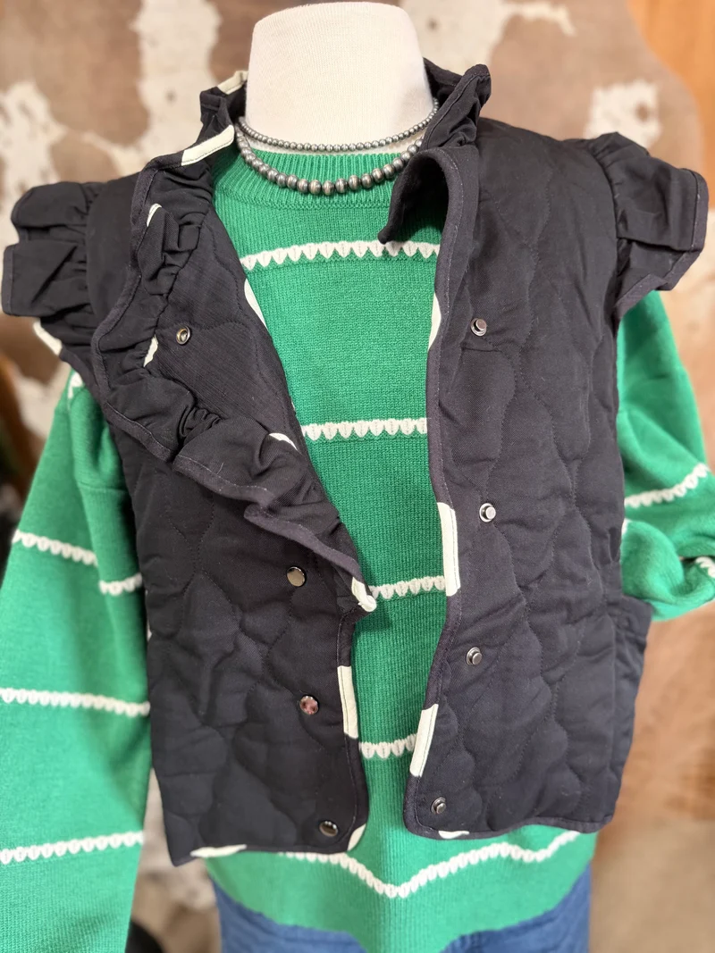 Black / Ivory Reversible Dot Vest