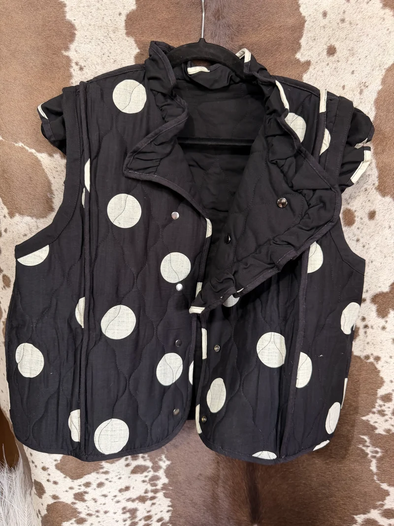 Black / Ivory Reversible Dot Vest