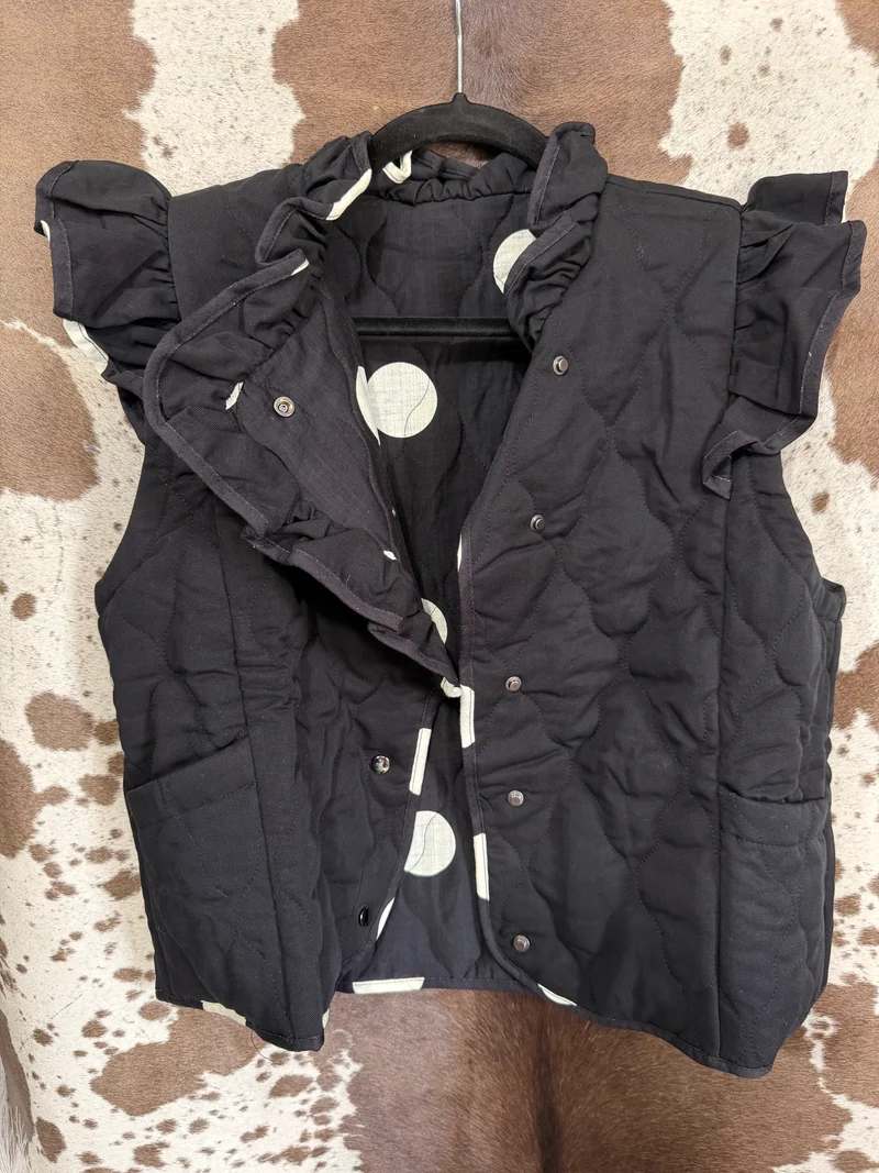 Black / Ivory Reversible Dot Vest