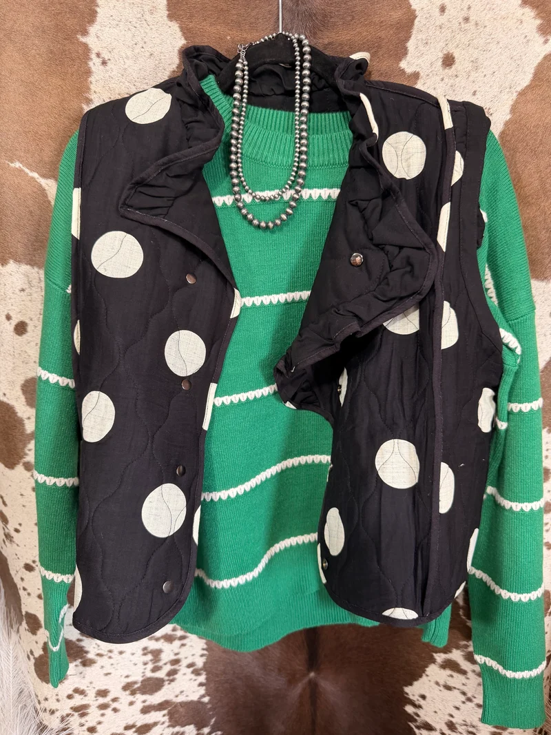 Black / Ivory Reversible Dot Vest