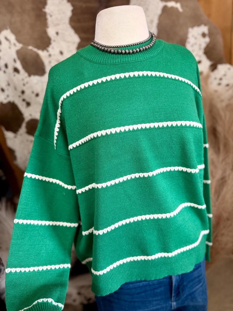 Kelly Green Stripe Sweater