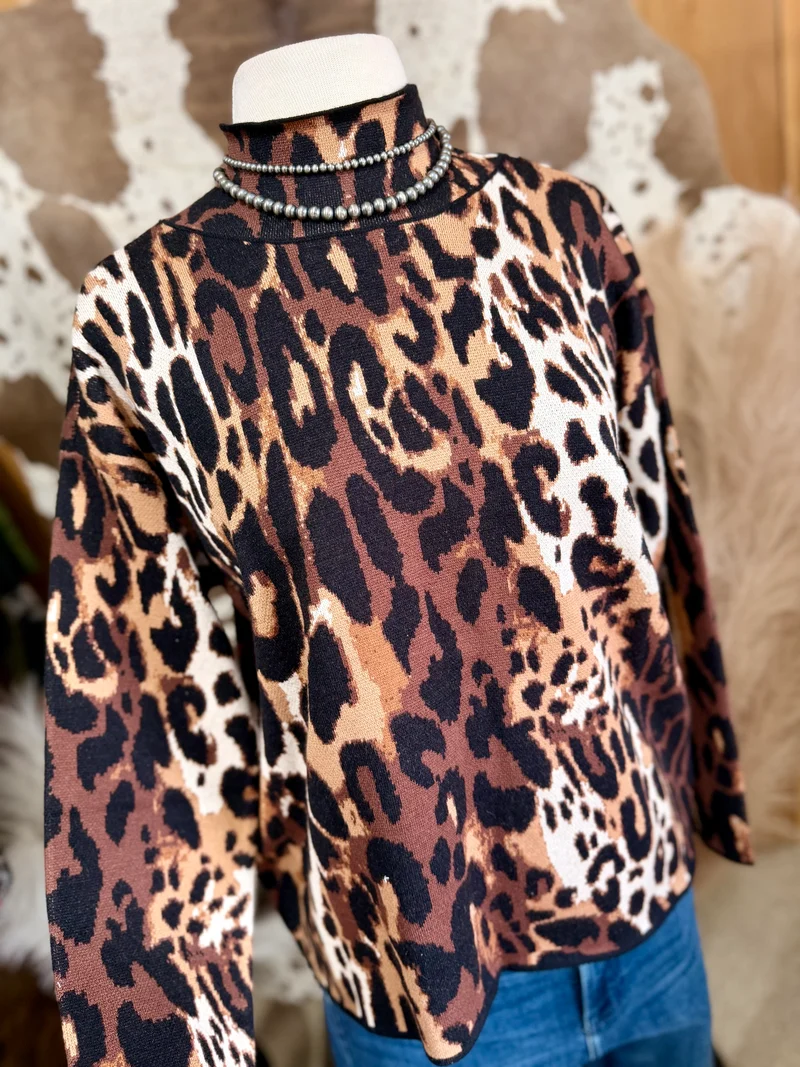 Leopard Mock Neck Sweater