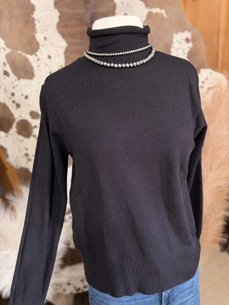 Black Mock Neck Top