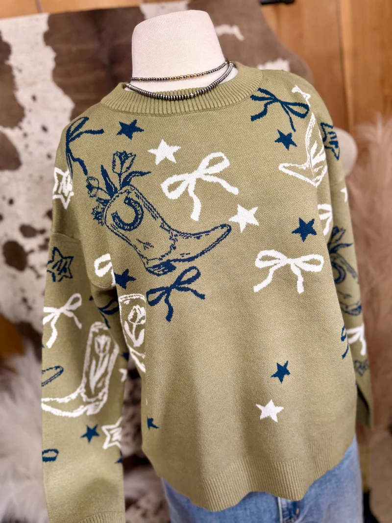 Olive Get Western Sweater