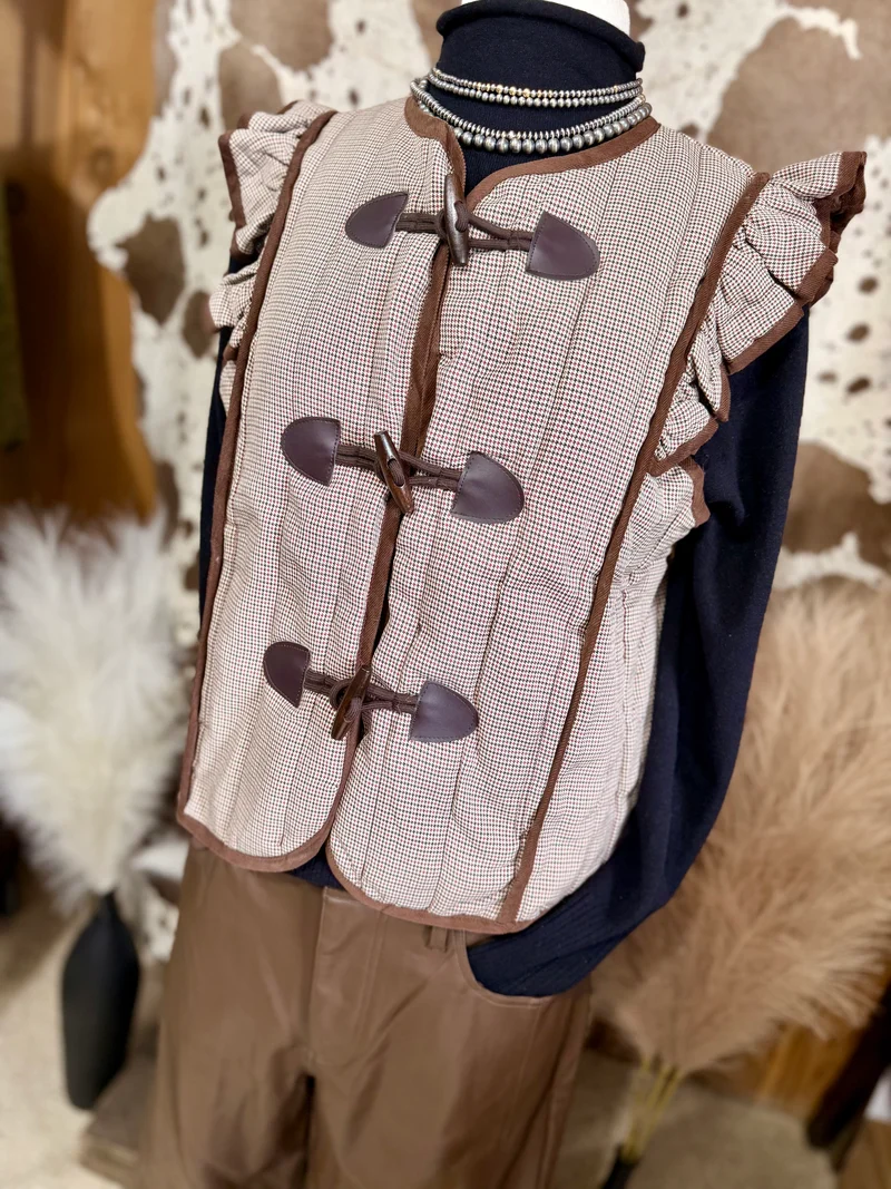 Brown Houndstooth Vest