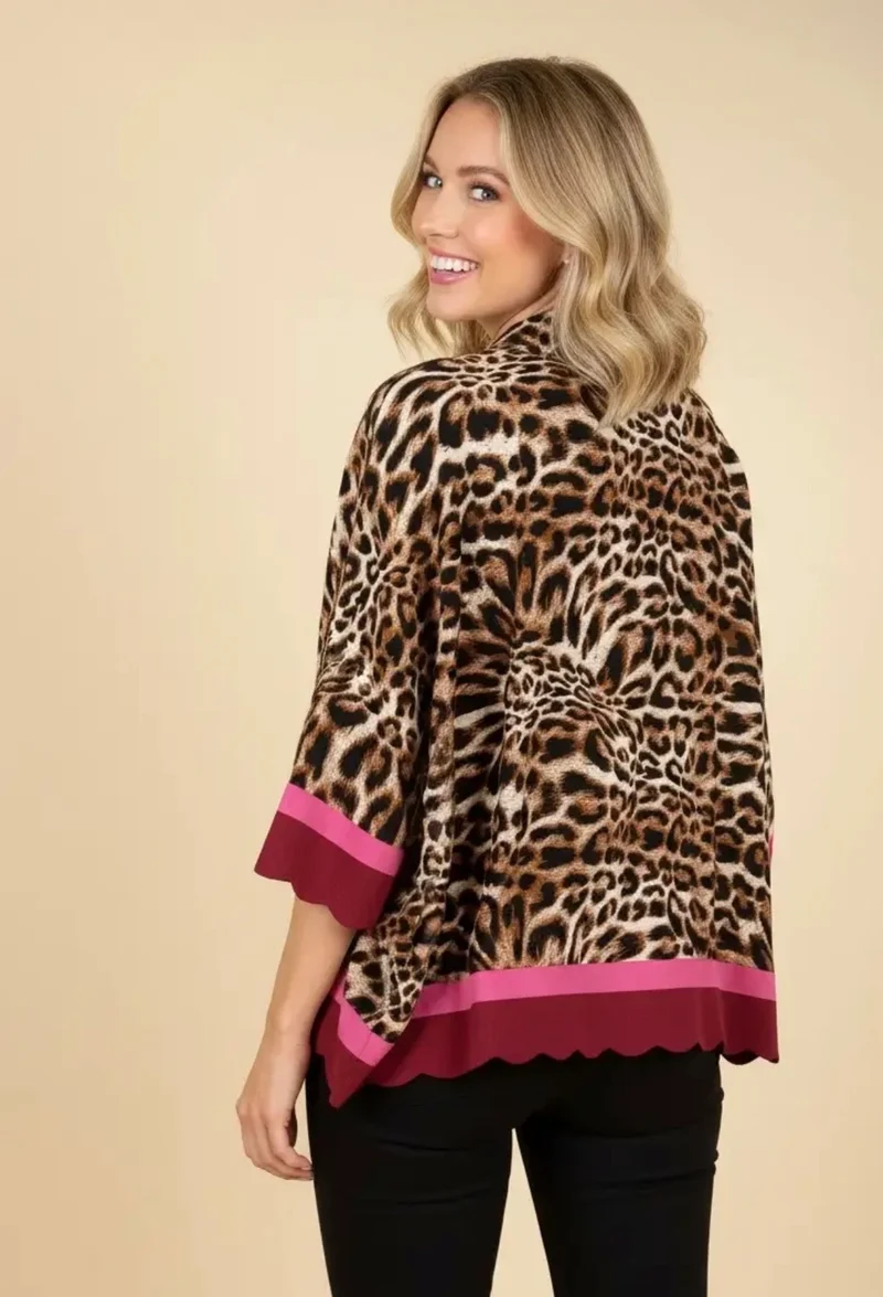 Leopard Scalloped Hem Button Up Top