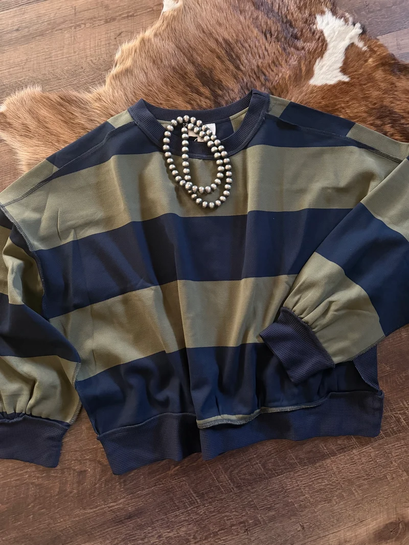 Olive/Navy Sweatshirt Top