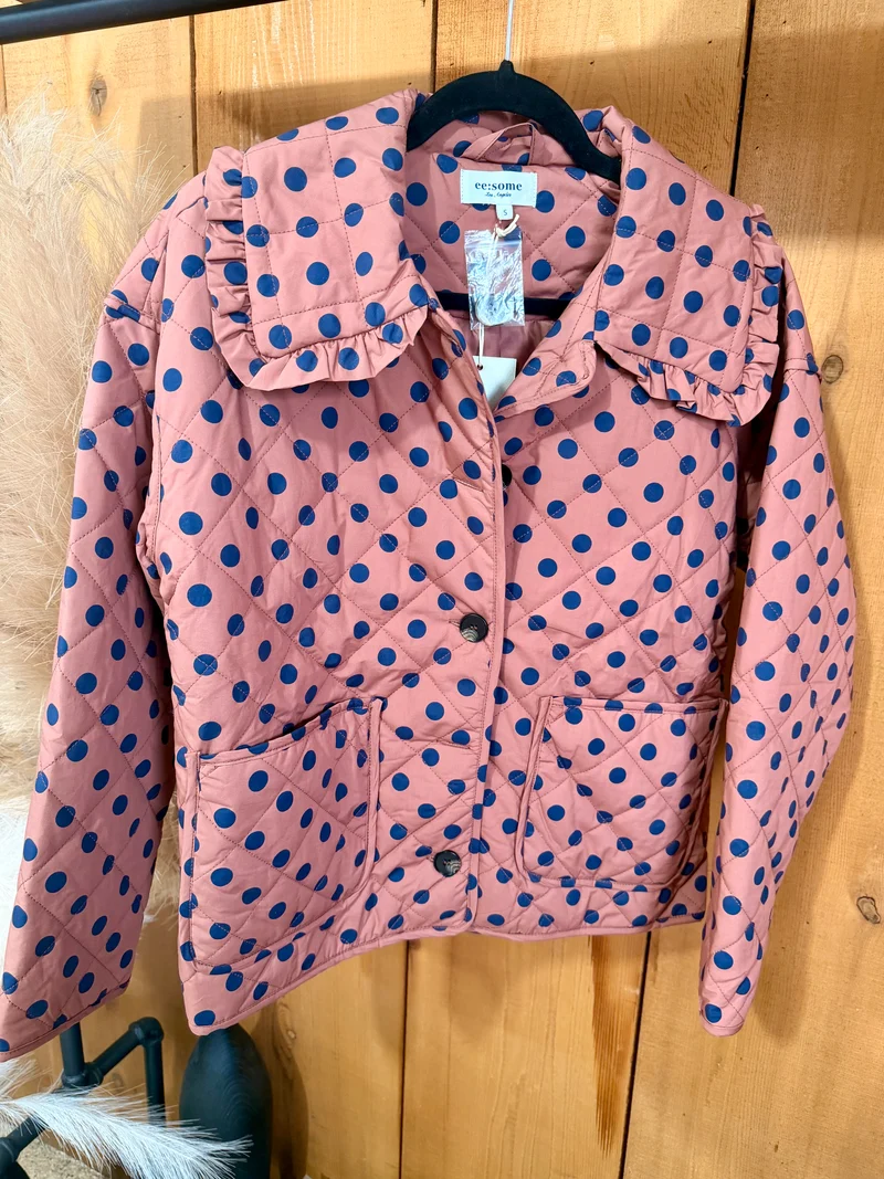Marsala / Navy Polka Dot Quilted Jacket