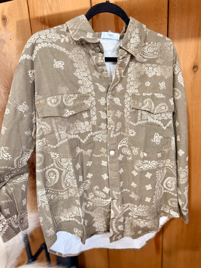 Vintage Green Bandana Print Jacket