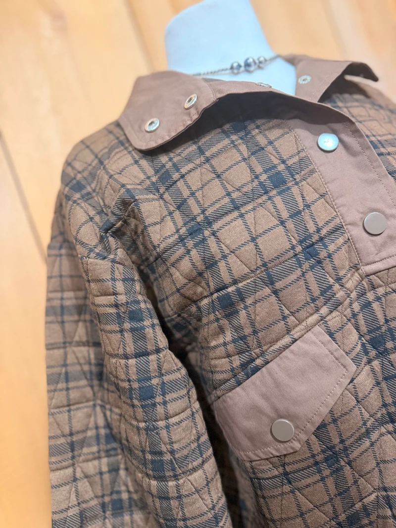 Brown / Black Plaid Quilted Pullover