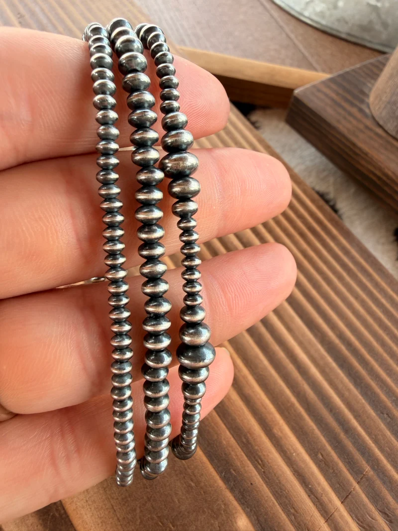 Sterling Saucer Pearls Stretch Bracelets