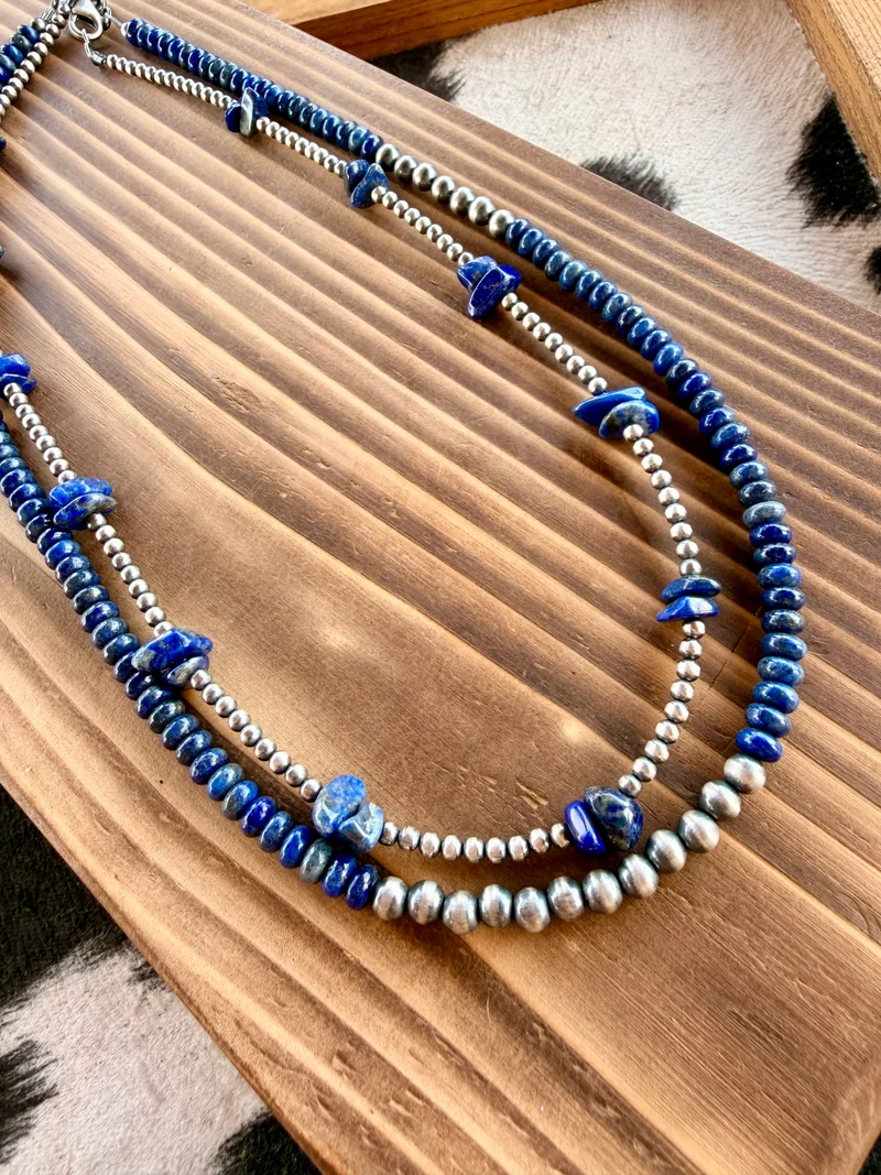 Blue Lapis / Sterling Pearl Necklaces