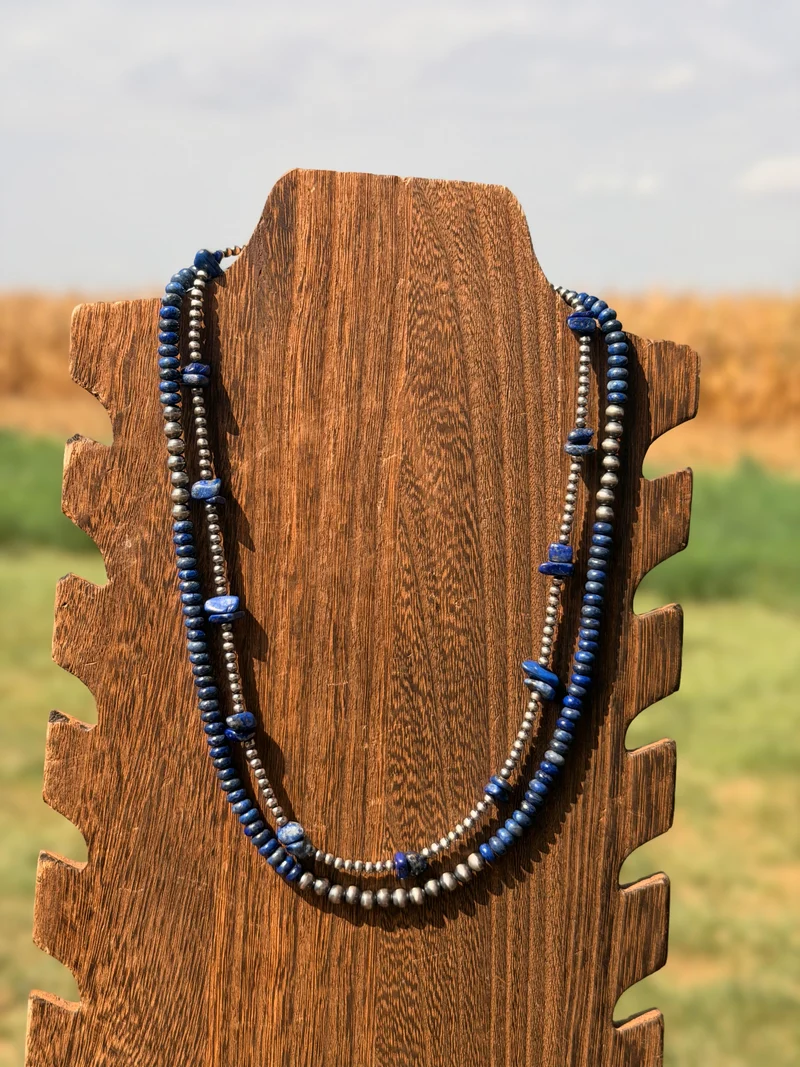 Blue Lapis / Sterling Pearl Necklaces
