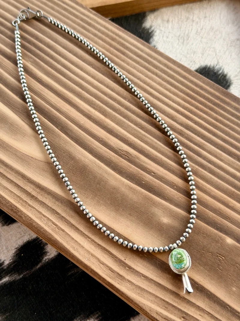 Naja Sonoran Pendant on 4mm Pearls Necklace 16”