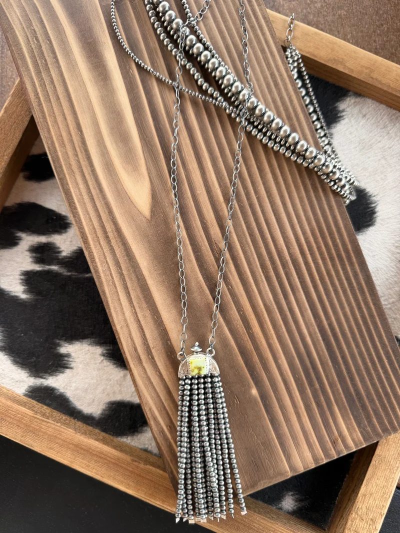 Palomino Stone Pearl Fringe Necklace