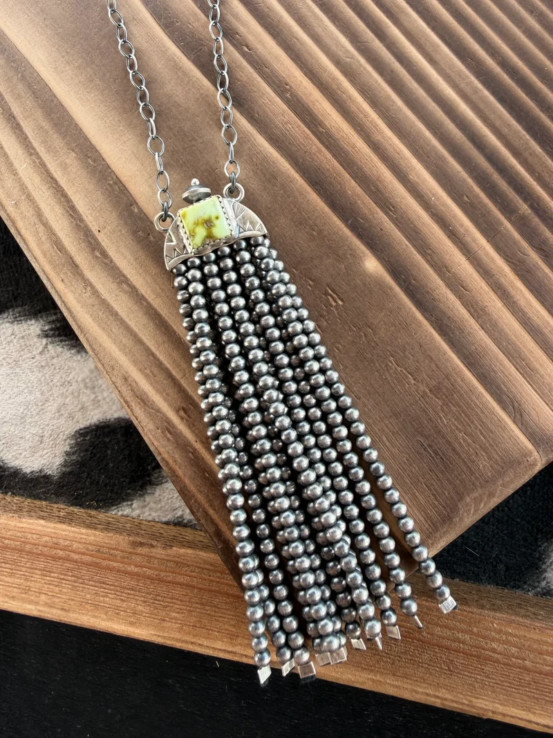 Palomino Stone Pearl Fringe Necklace